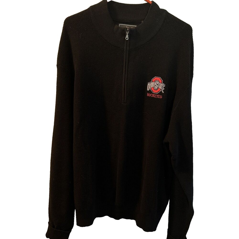 Greg Norman Ohio State Buckeyes Men Size XL Sweater Black 3/4 Zip Long Sleeve